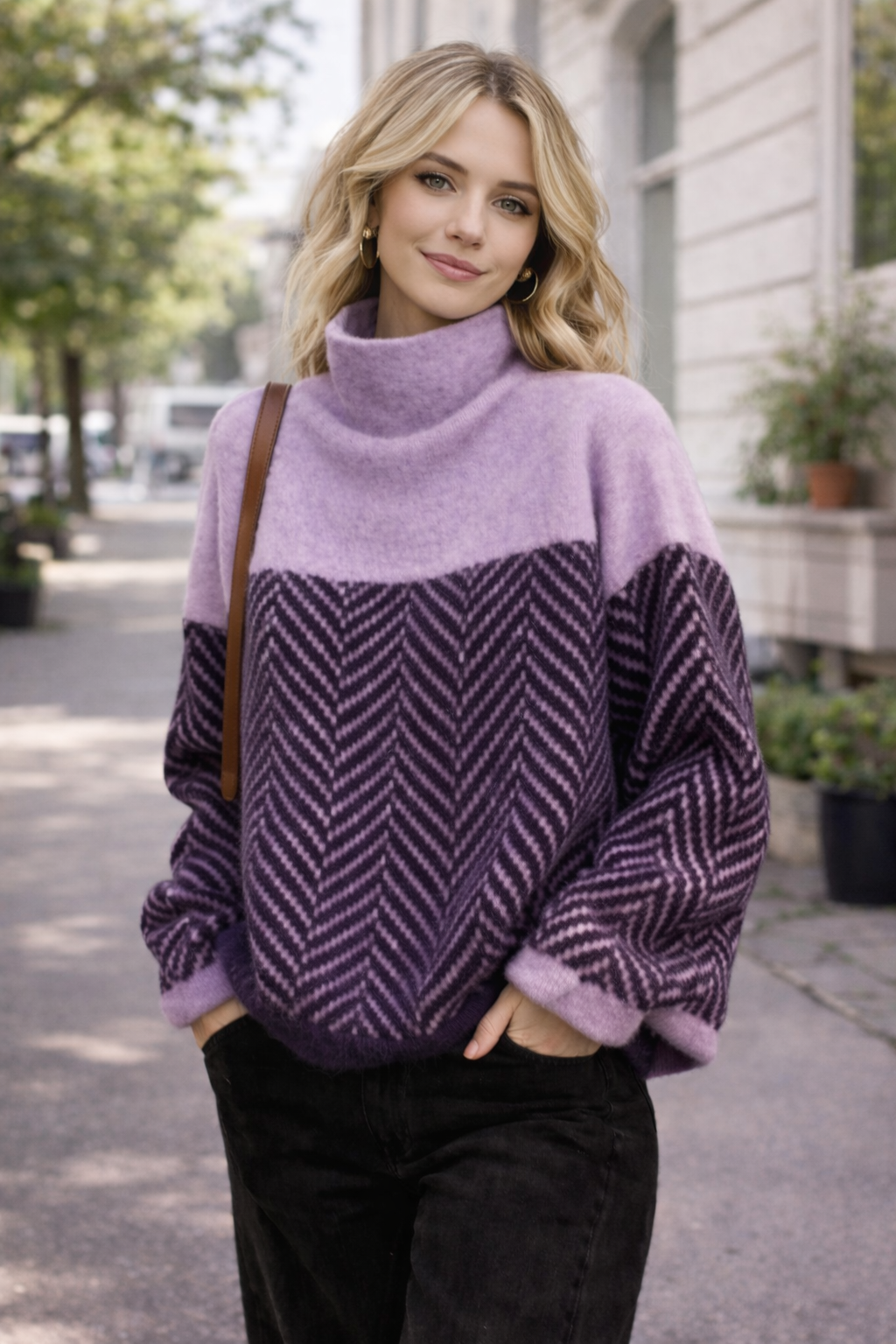 SERENYA | HERRINGBONE KNIT PULLOVER