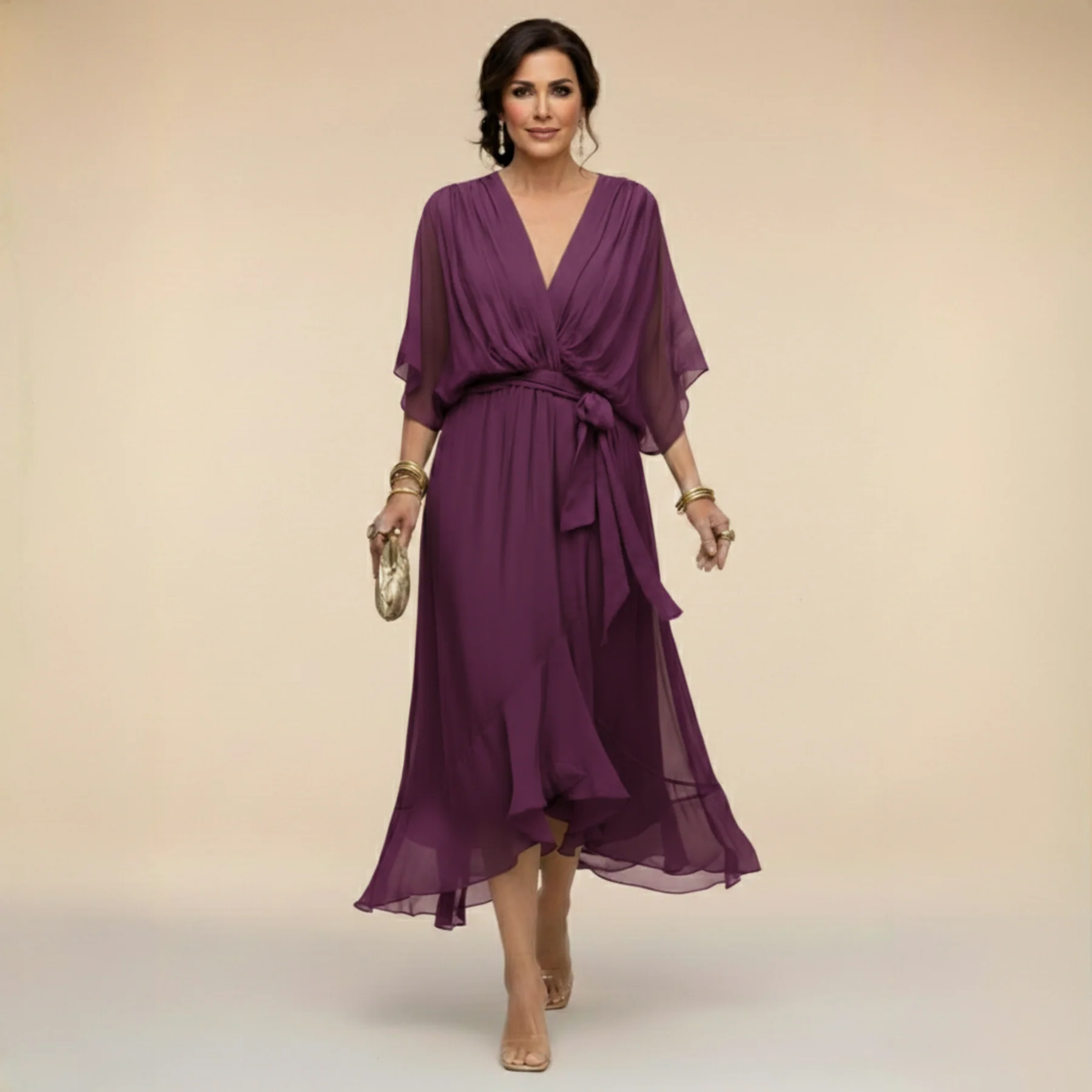 Monica - Chiffon V-Neck Dress