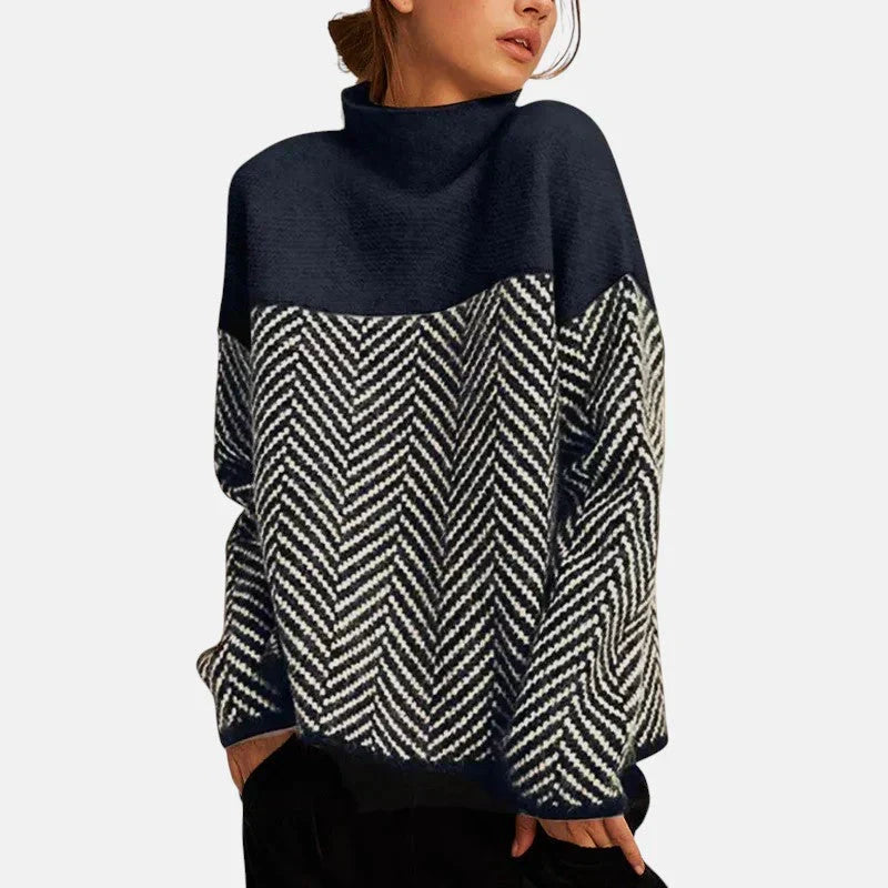 SERENYA | HERRINGBONE KNIT PULLOVER