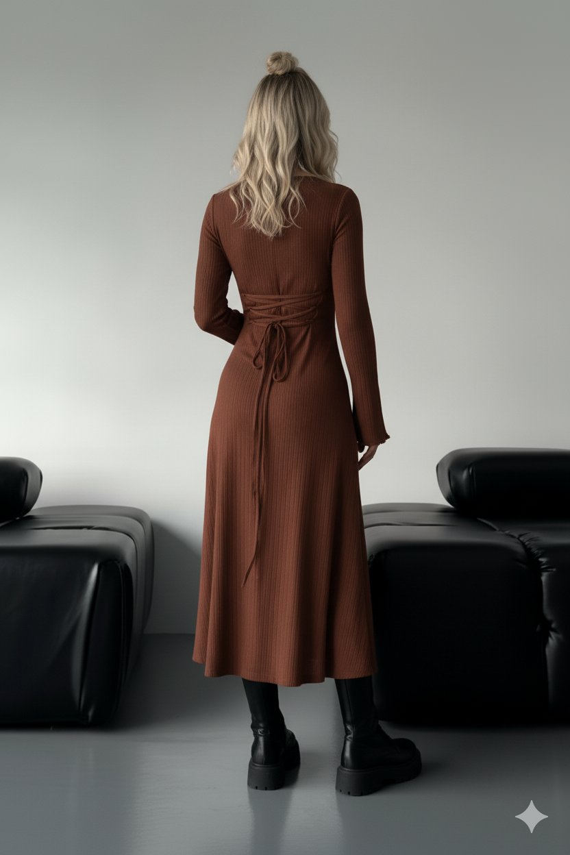 LACE-UP SLEEVE DRESS