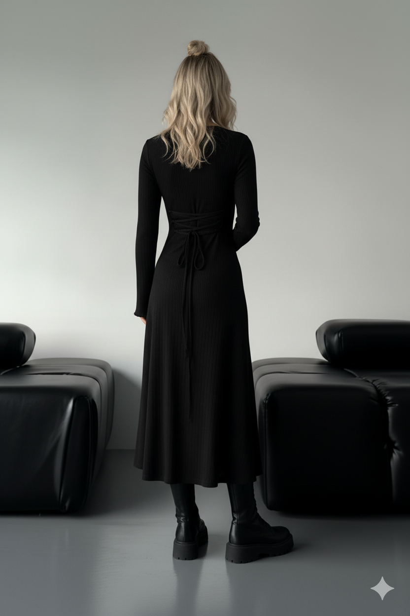 LACE-UP SLEEVE DRESS