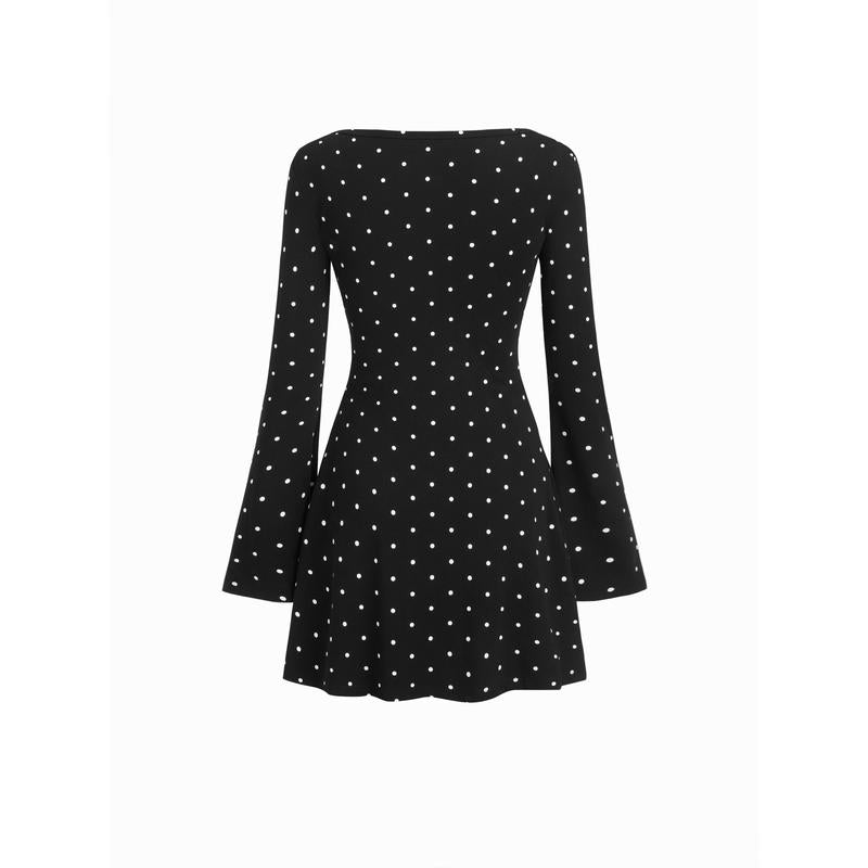 LONG SLEEVE POLKA DRESS