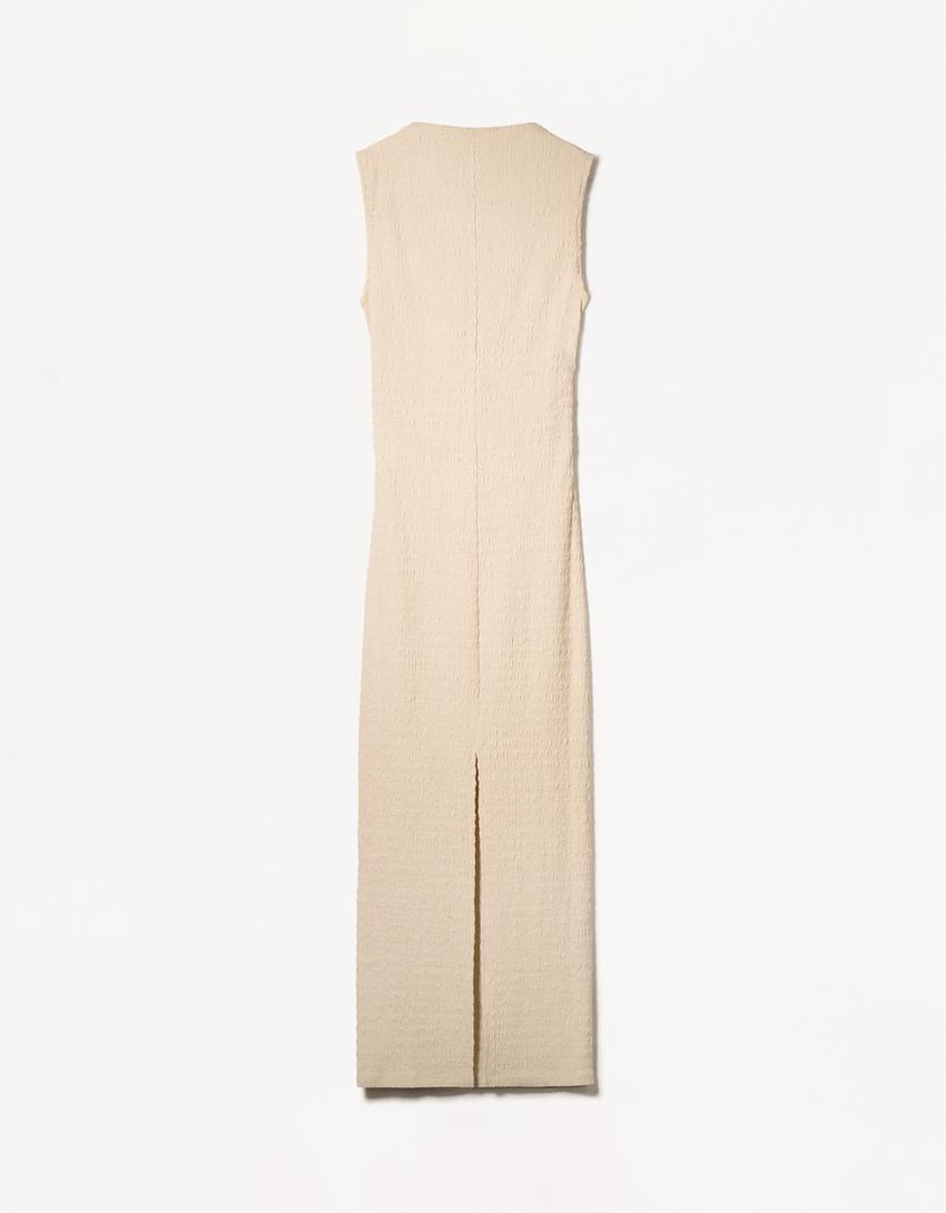 TEXTURED MIDI DRESS