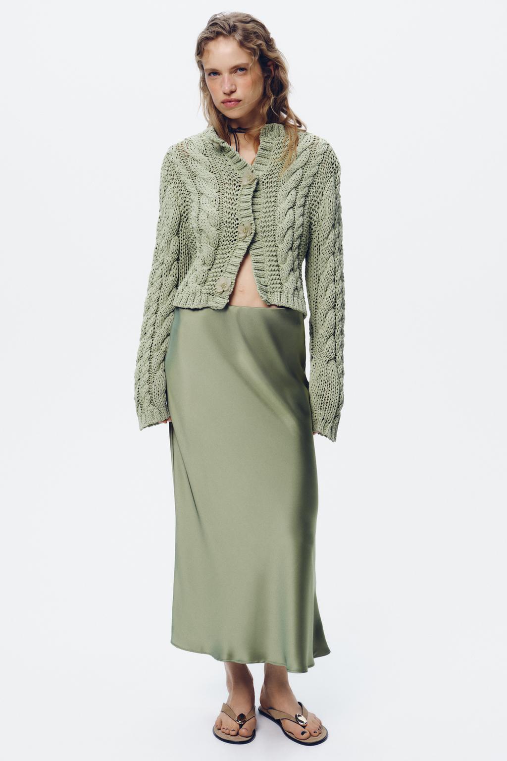 SATIN MIDI SKIRT