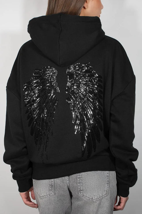 Women's Angel Wing Embellished Hoodie