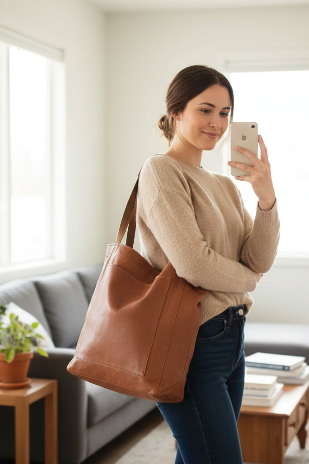 VALLENA | MODERN LEATHER TOTE BAG