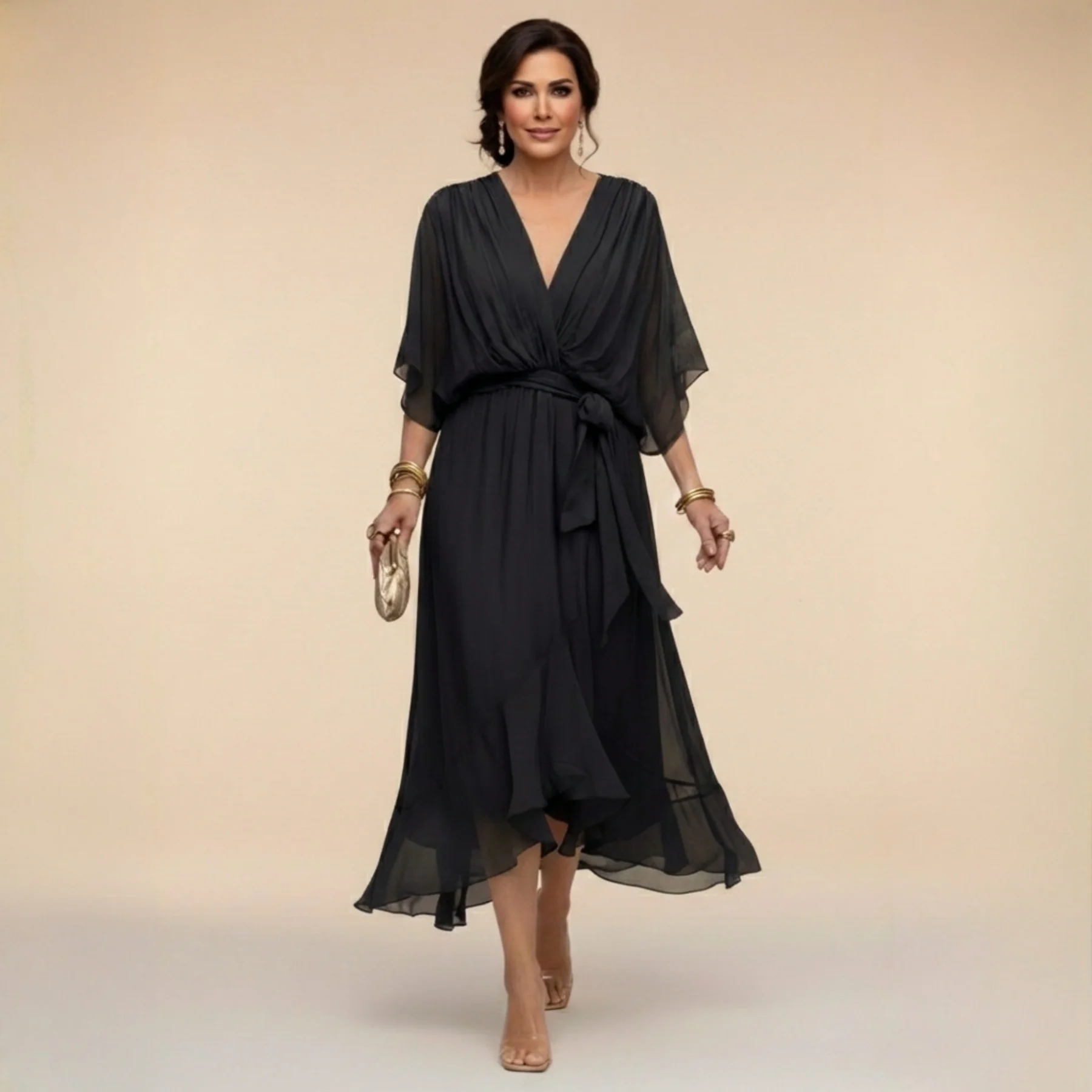 Monica - Chiffon V-Neck Dress