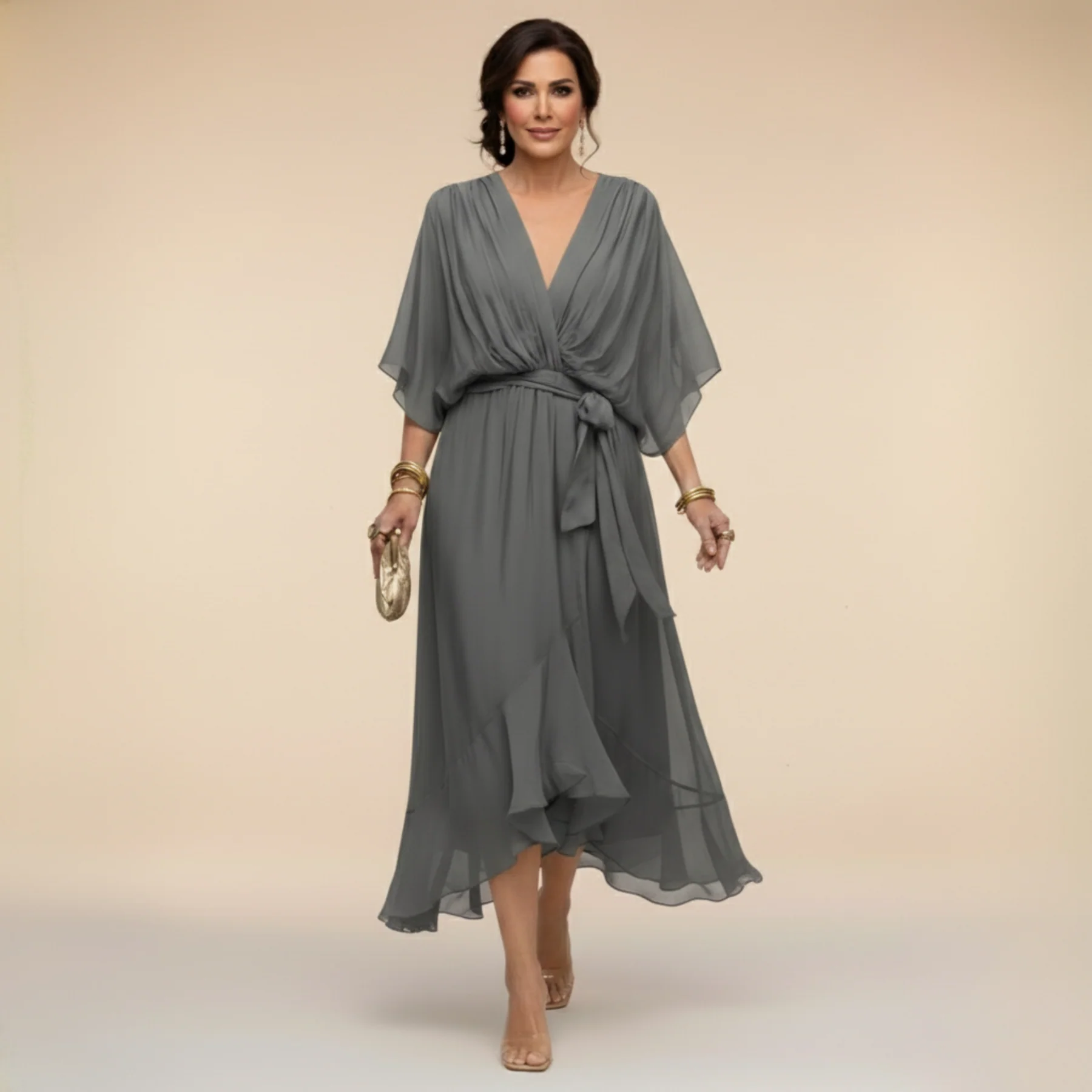 Monica - Chiffon V-Neck Dress
