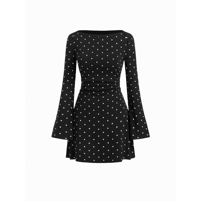 LONG SLEEVE POLKA DRESS