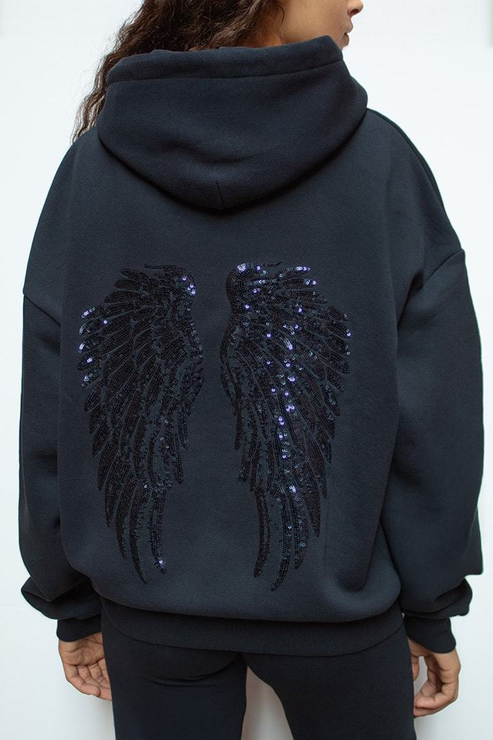 Women's Angel Wing Embellished Hoodie