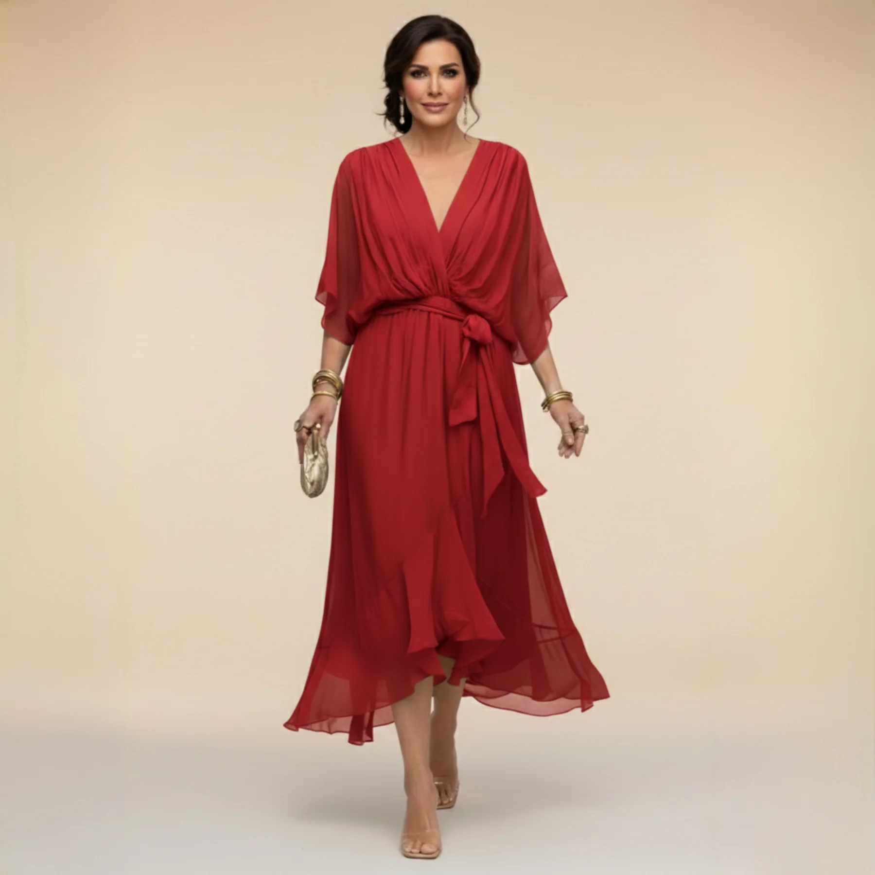 Monica - Chiffon V-Neck Dress