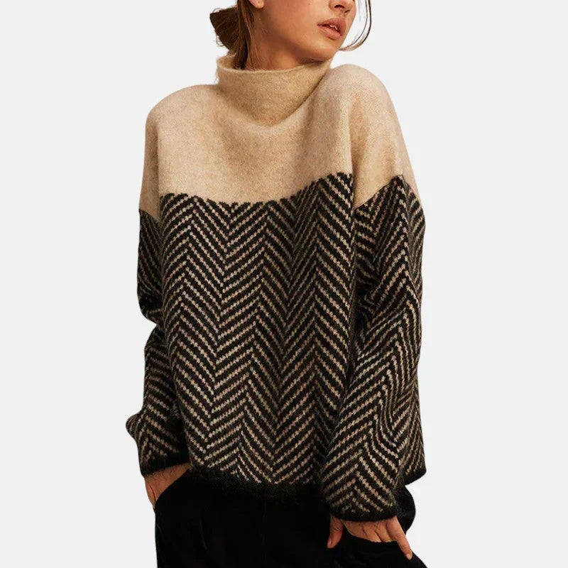 SERENYA | HERRINGBONE KNIT PULLOVER