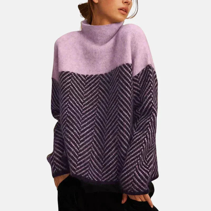 SERENYA | HERRINGBONE KNIT PULLOVER