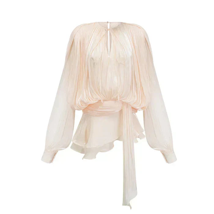 PLEATED RUFFLE MINI DRESS