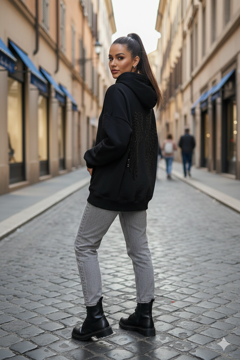 Women's Angel Wing Embellished Hoodie