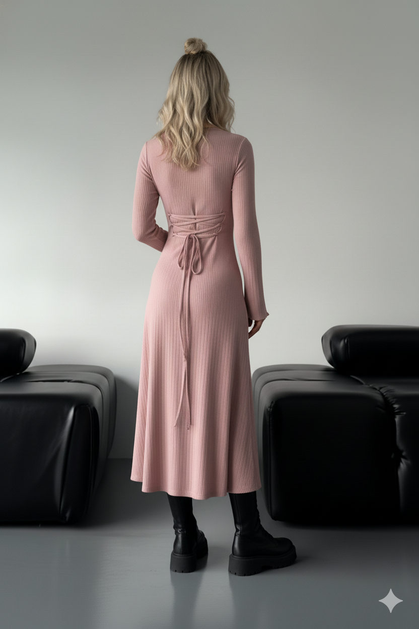 LACE-UP SLEEVE DRESS