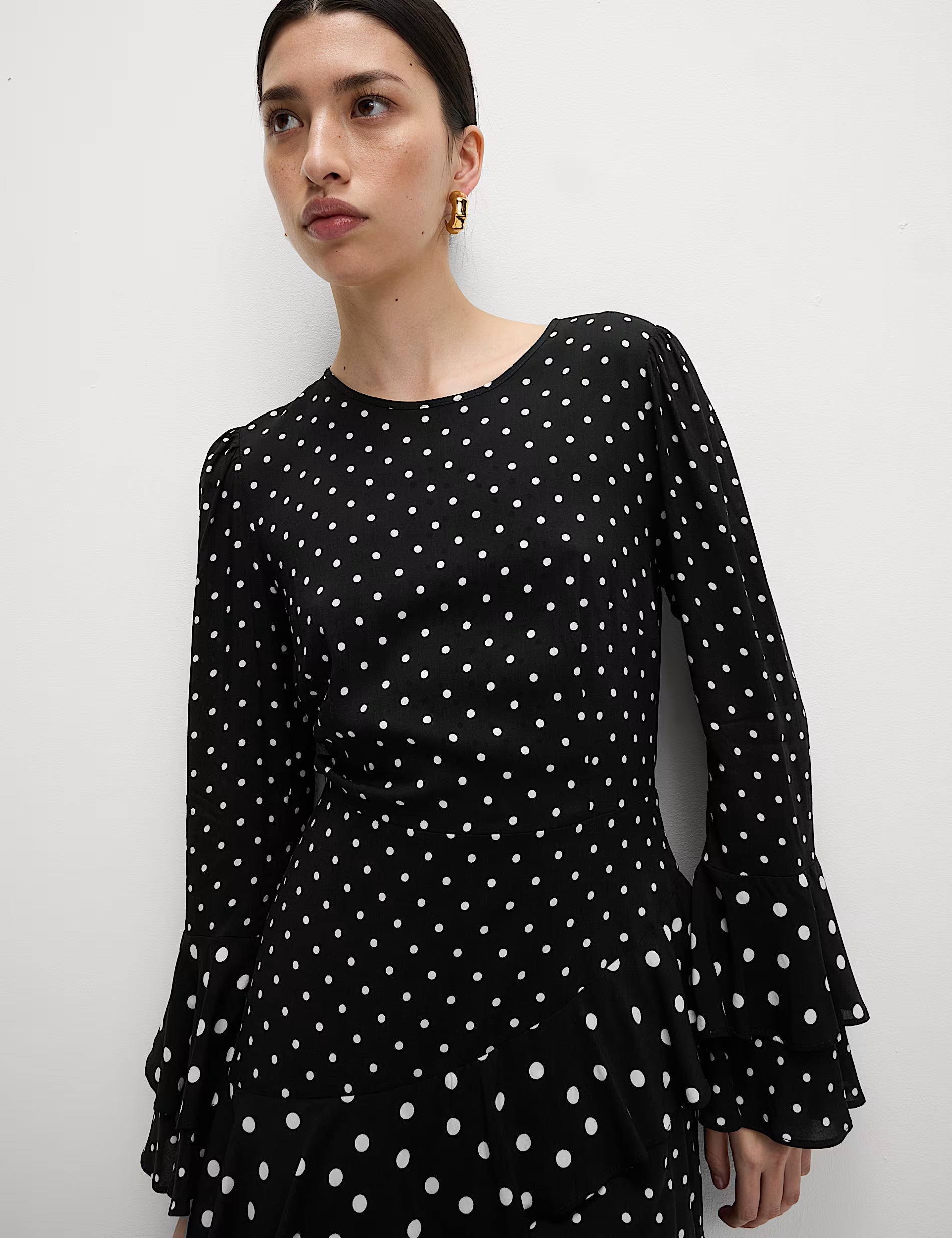 LONG SLEEVE POLKA DRESS