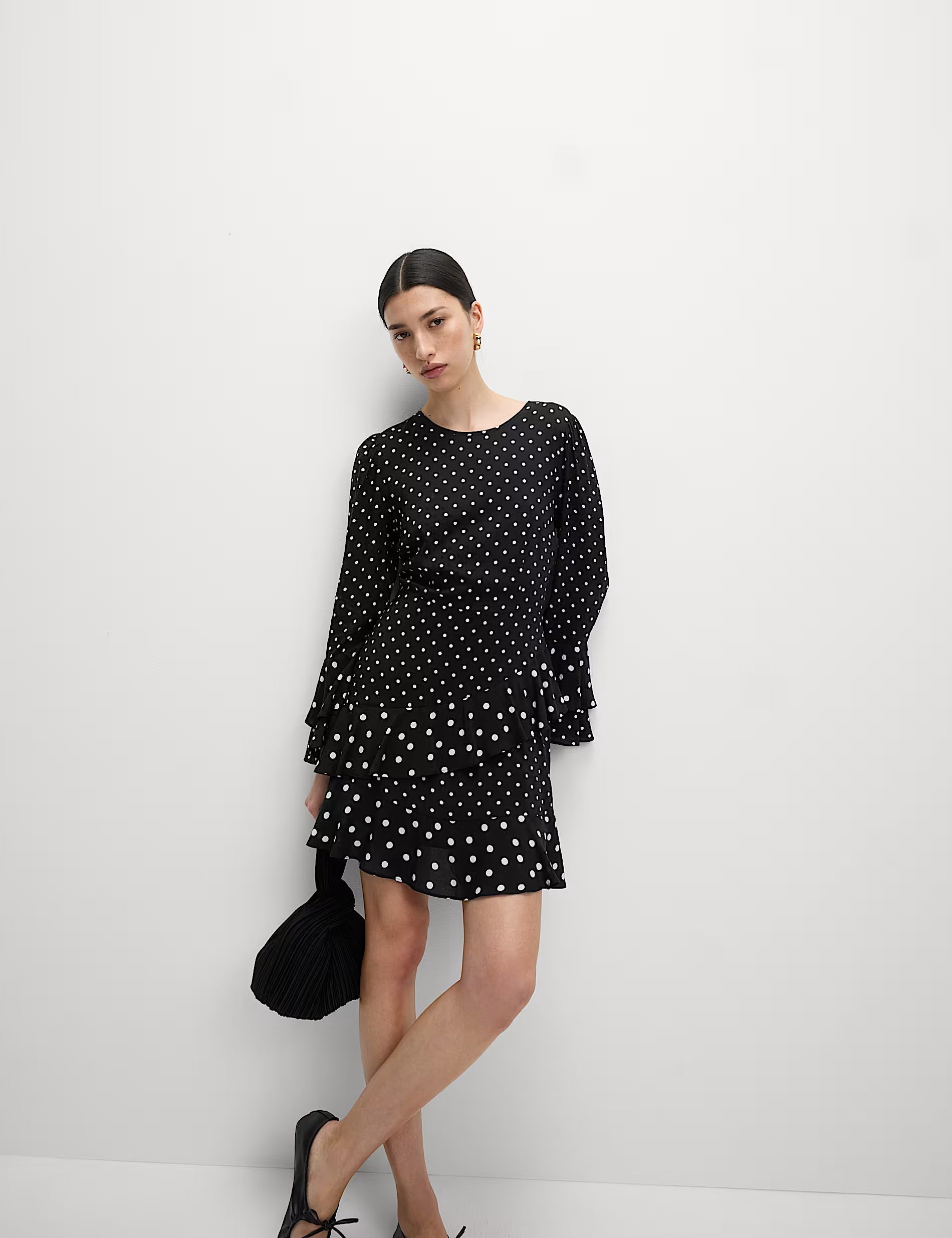 LONG SLEEVE POLKA DRESS