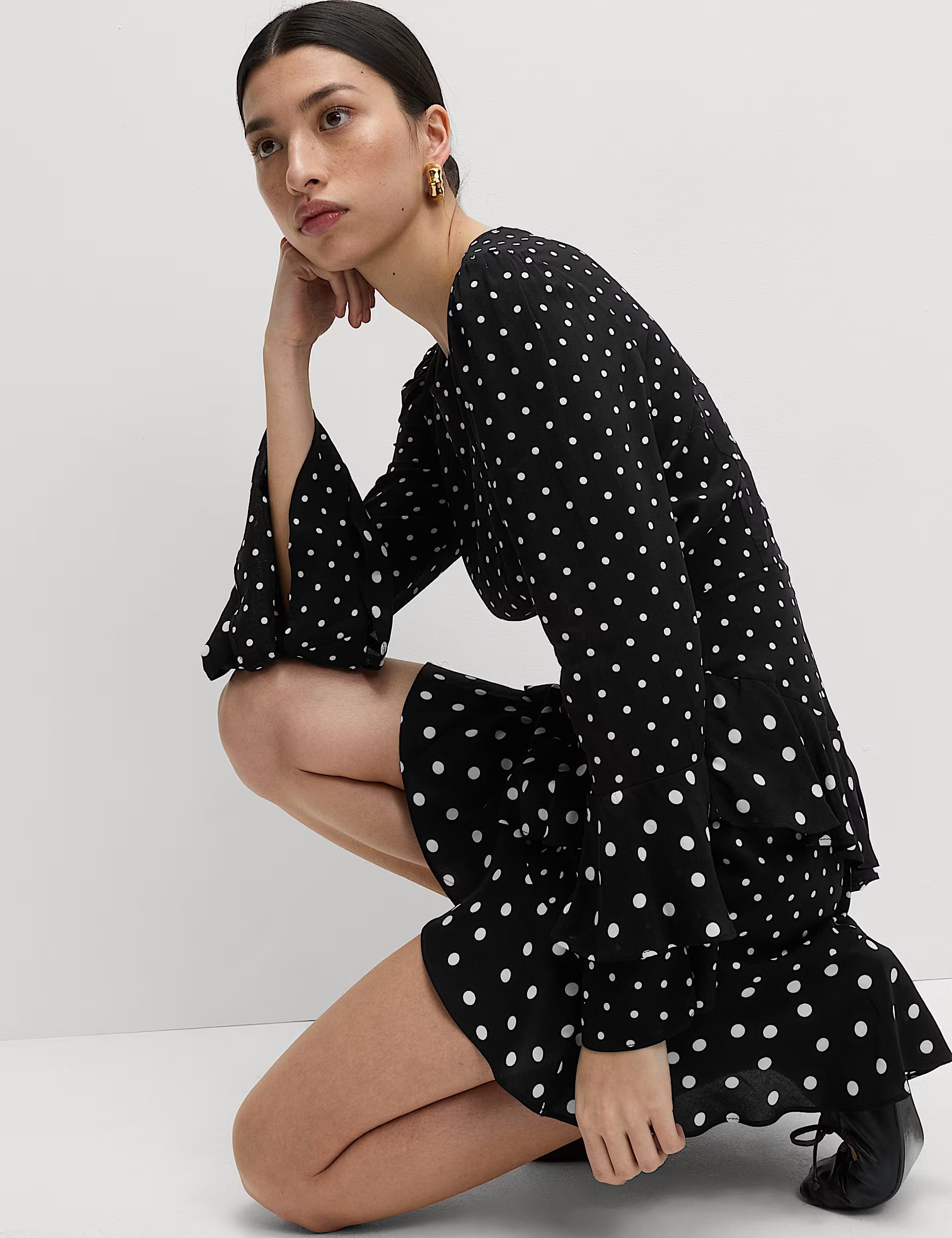LONG SLEEVE POLKA DRESS