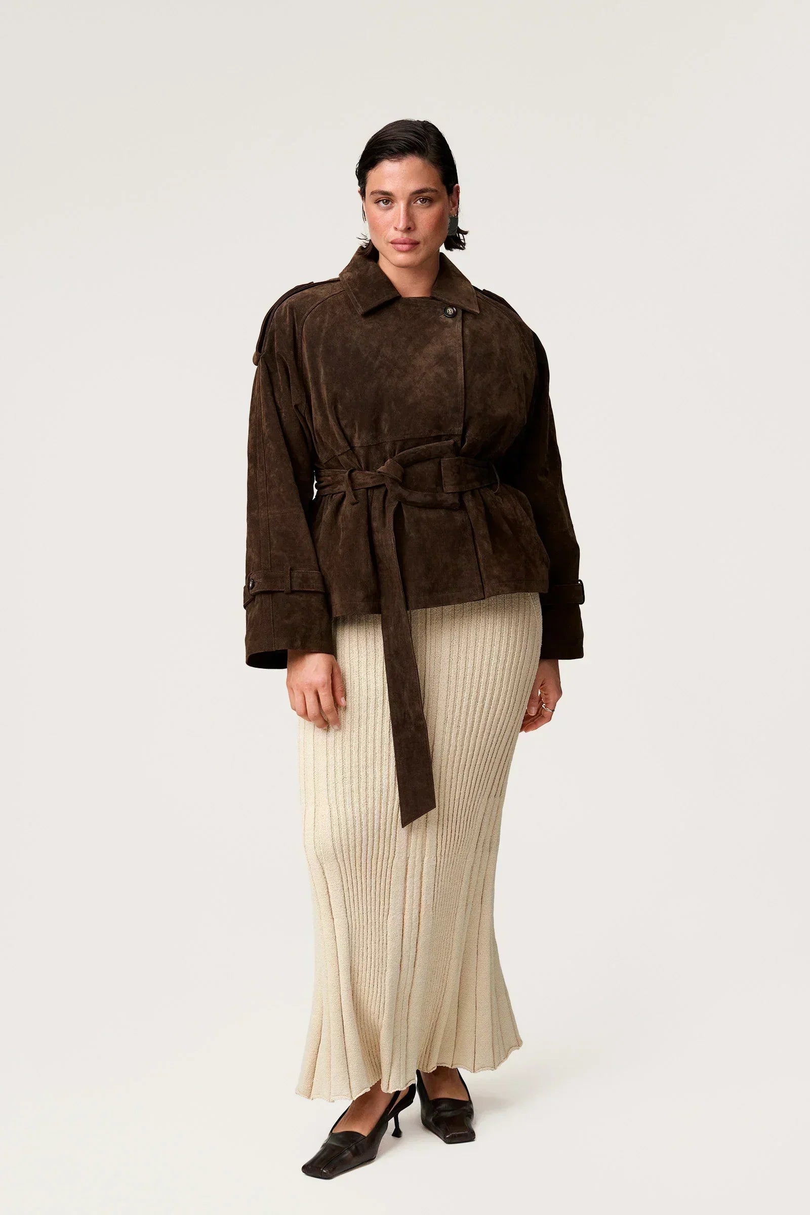 SUEDE SHORT TRENCH