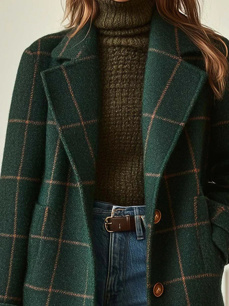 VALERIA | ELEGANT CHECKED WOOL COAT